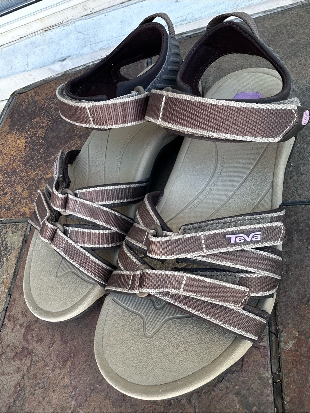 Teva Brown and Tan Multi-Strap Outdoor Sandals women’s size 6